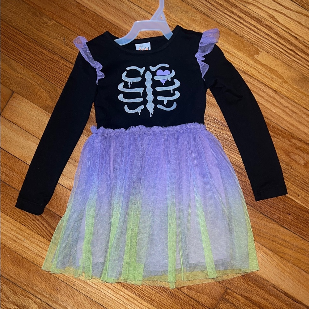 Kids Skeleton Costume Dress - Black and Purple
